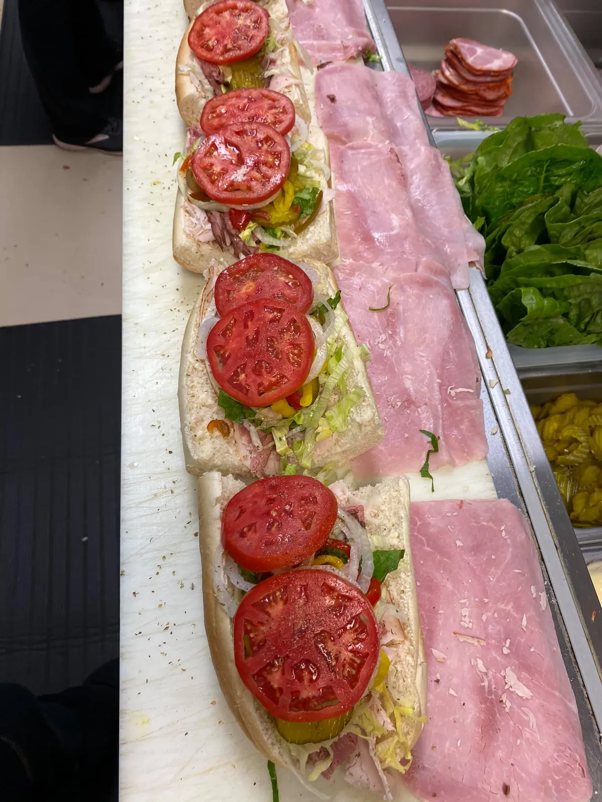 Hoagie with ham and tomato